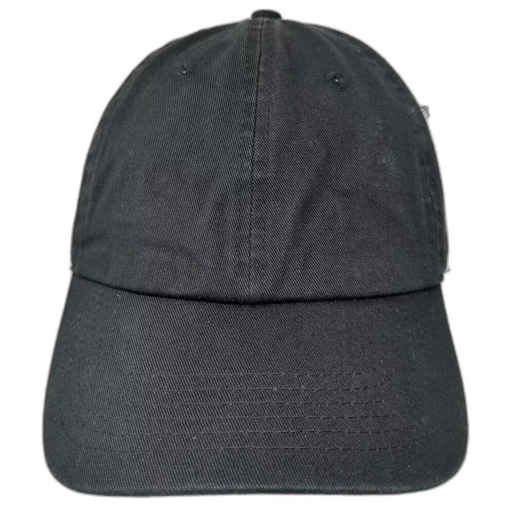 The Hat Depot Baseball Cap Black OS Cotton Adjustable Slideback Hat Solid Plain